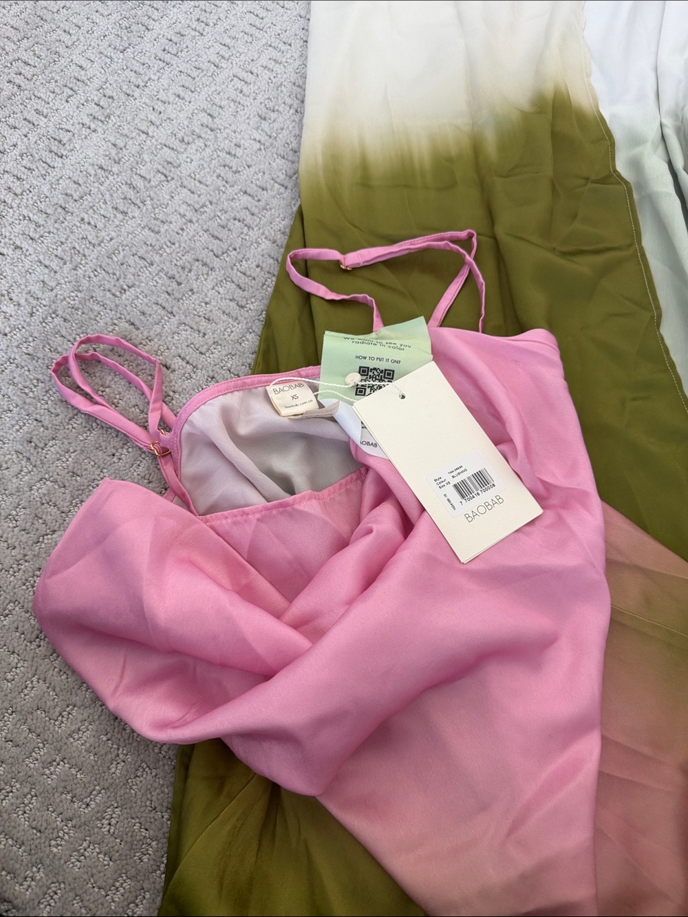 Baobab Collection Pink-to-Olive Ombre Cowl Slip Maxi Dress - Picture 3 of 3